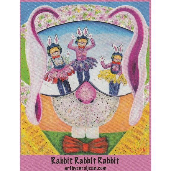Rabbit TuTu Art Print Carol Jean 4x5 Card Steamboat Easter Break Colorado Skiing - Picture 1 of 2